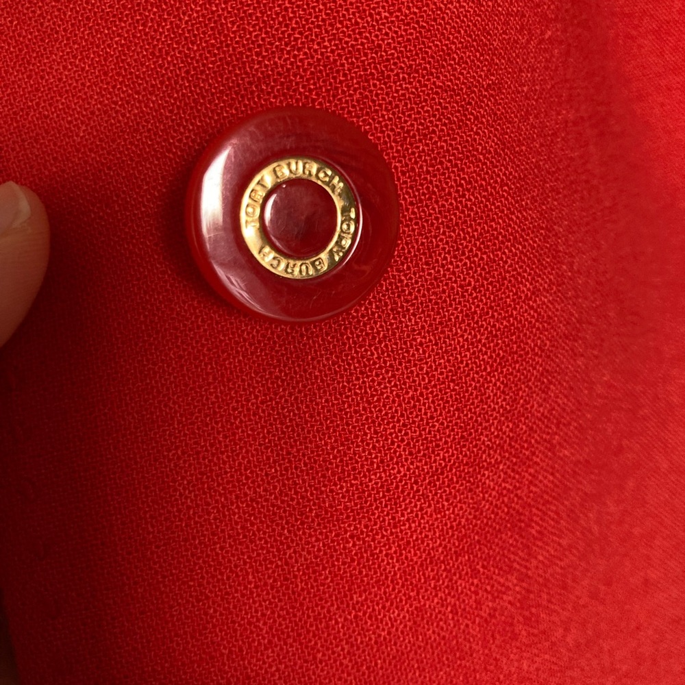 Tory Burch vintage Vibrant chic timeless bold Red Trench Coat - Picture 5 of 12